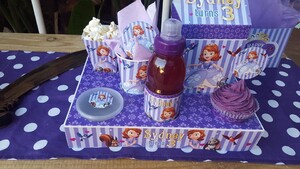 Kiddies Theme Parties not only make personalised Princess Sofia The First party supplies, we can also do the entire party setup for you.