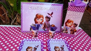 Kiddies Theme Parties hire out gazebos, picnic tables, umbrellas and photo boards for your Princess Sofia The First party.