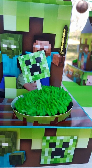 Our custom made Minecraft party supplies include party hats, printed t-shirts, badges and more.