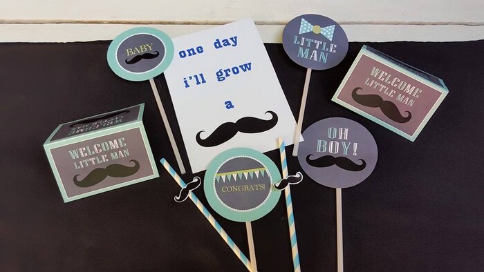 * Personalized Little Man baby shower party supplies and Little Man baby shower decor for sale.