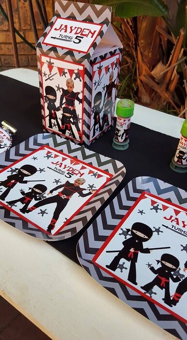 * Our custom made Ninja party supplies include personalised pvc banners, party packs, movie boxes and more.