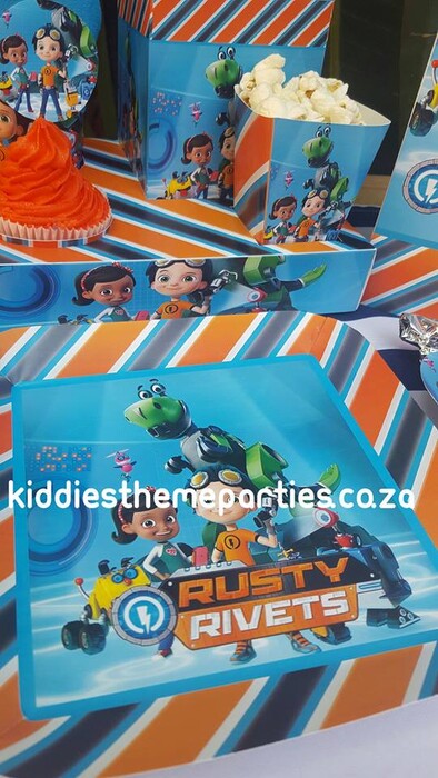 Click on this photo to Zoom. Contact us via email for a complete price list. Kiddies Theme Parties offers complete Rusty Rivets party packages so you don't have to worry about a thing