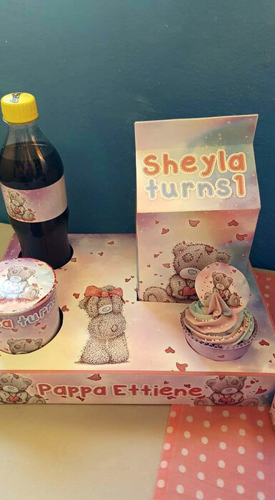 Click on this photo to Zoom. Contact us via email for a complete price list. We make Tatty Teddy party supplies for boys and girls and deliver.