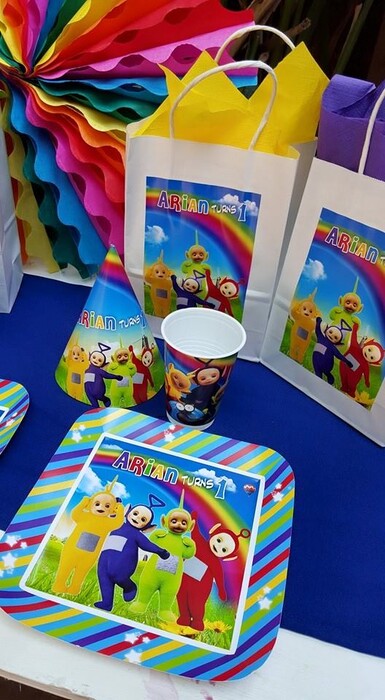 * Kiddies Theme Parties offers personalized Teletubbies party supplies and decor for sale.